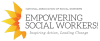 Social Work Month Logo 2024 Empowering Social Workers with a profile of a face with a sun.