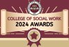 College of Social Work 2024 Awards with a scroll, star badge and Florida State University seal