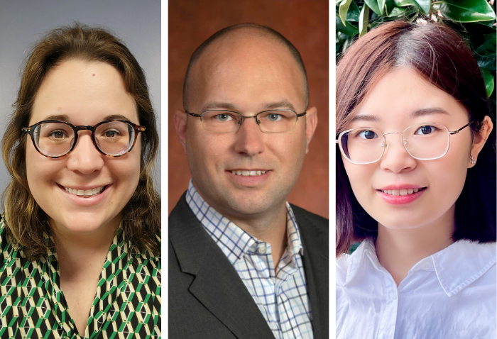 Headshot photos of doctoral students Sonnie Mayewski and Zhe Yang and faculty member Michael Killian