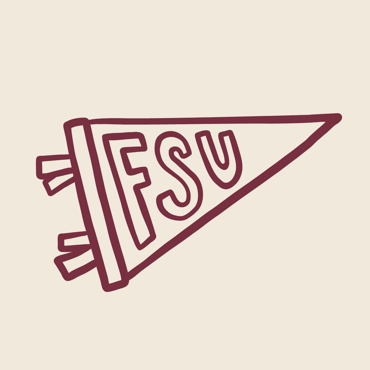 "Outline graphic of an FSU pennant flag"
