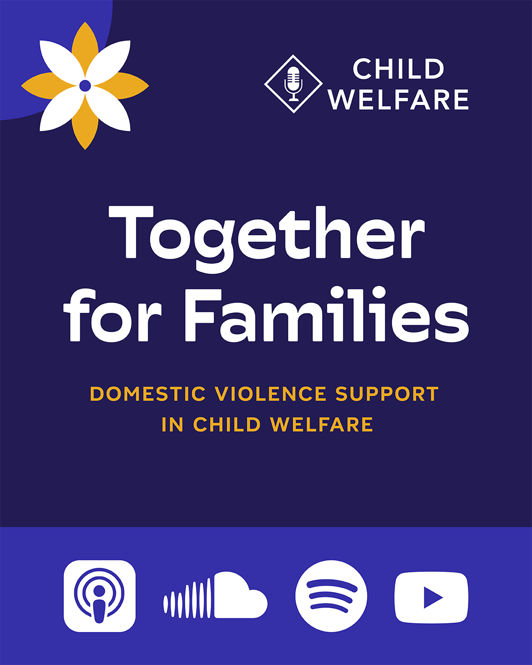 Season 9 of the Institute’s podcast offers free episodes focused on domestic violence support in child welfare. (Art by Megan Mahfoud)