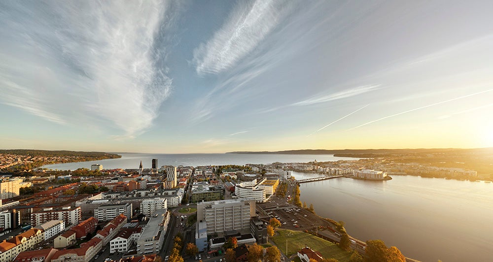 "Panoramic picture of the city of Jönköping where Jönköping University is."