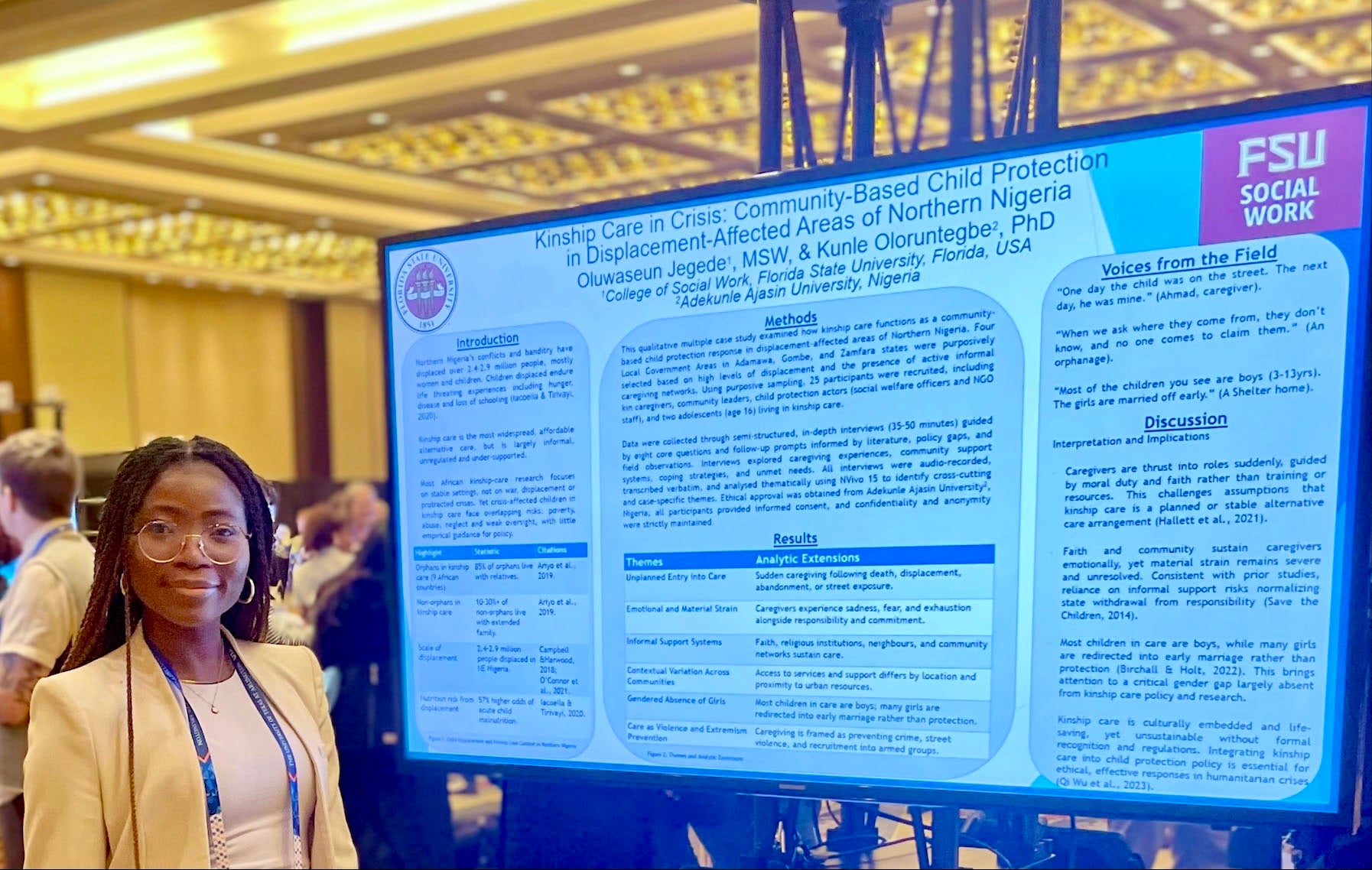 "Oluwaseun Jegede presenting her research poster at the 2026 SSWR Conference"