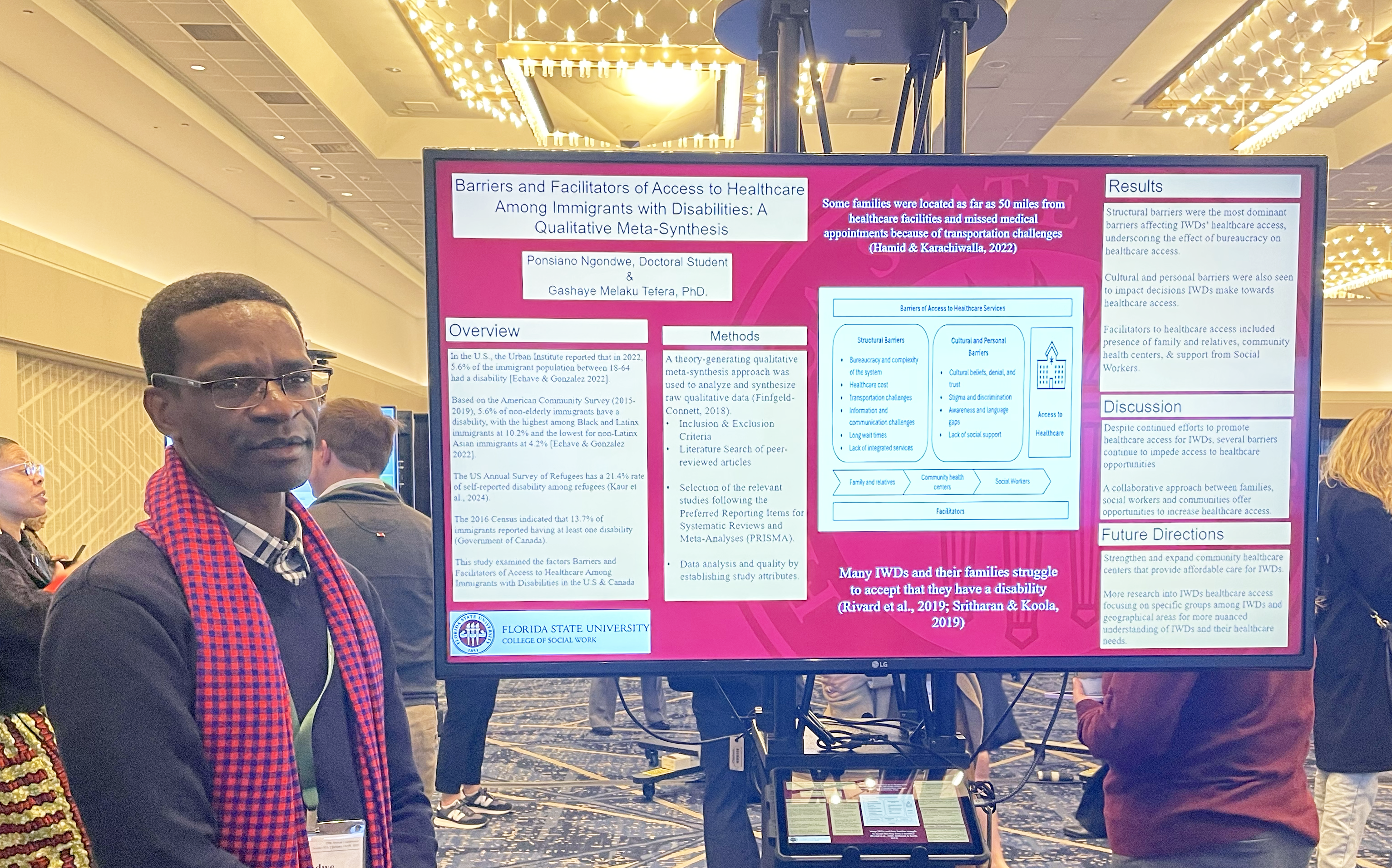"Ngondwe Ponsiano presenting his poster presentation at SSWR."