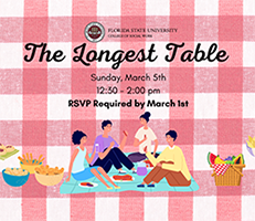 "The Longest Table Event at the College of Social Work on March 1st at 12:30 pm with a picnic theme."