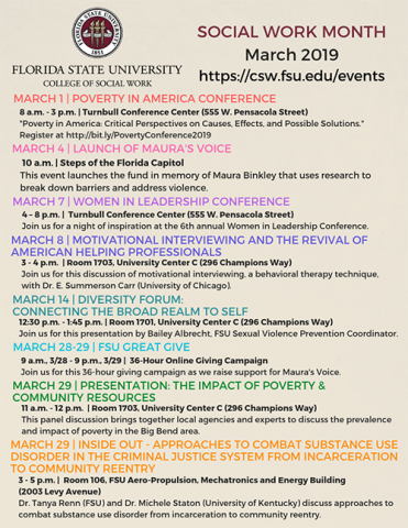 FSU Social Work Month Event Flyer