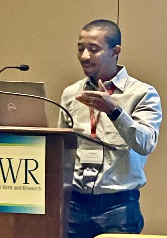 Dr. Gashaye Tefera presenting at SSWR. 