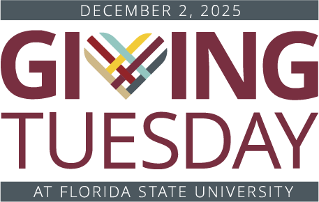 December 2, 2025 Giving Tuesday at Florida State University with the V in the word Giving in the shape of a heart.