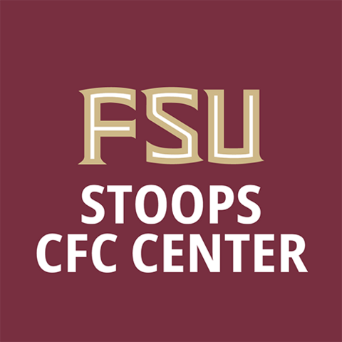 Stoops CFC Center abbreviated logo representing the FSU Stoops Center for Communities, Families and Children written out in gold and white font on a garnet background.
