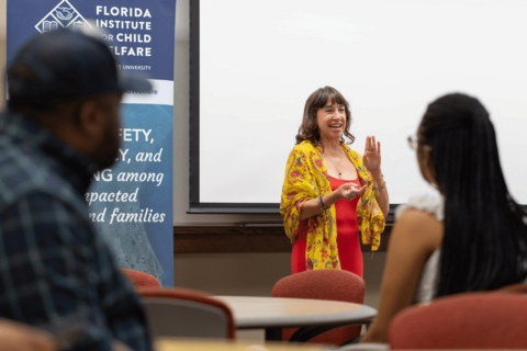 Simulation presenter Krista Del Gallo said post-simulation discussions helped participants process the complex and overwhelming emotions that can arise during the "In Their Shoes" exercise. 