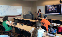 Dr. Carrie Pettus presenting at the Institute for Justice Research Summer Institute 2021 on the FSU Panama City Campus. 