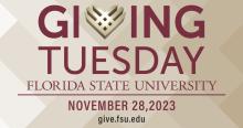 Giving Tuesday graphic with a gold heart