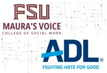 Logos of the Florida State University Maura's Voice at the College of Social Work and the Anti-Defamation League