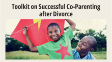 Toolkit on Successful Co-Parenting After Divorce training with a picture of an African-American boy playing with an adult African-American man with a kite.