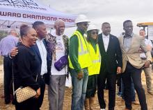 Charlie and Tanja Ward (center) at the Champions Ranch groundbreaking