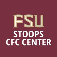 'FSU Stoops CFC Center' in gold and white writing shortening the name of the Florida State University Stoops Center for Communities, Families, and Children