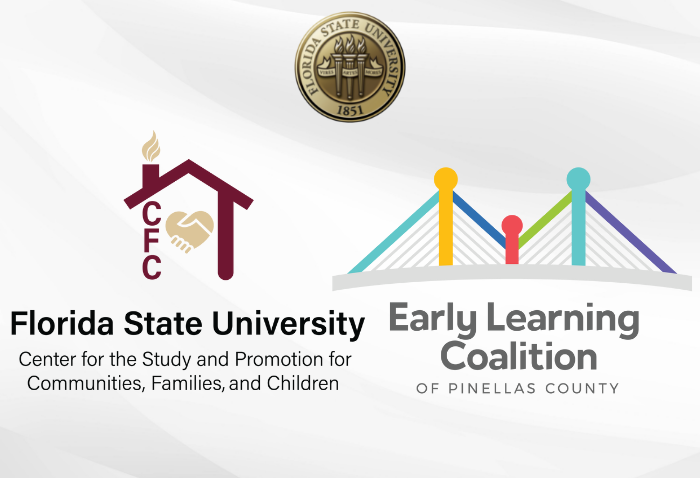 FSU seal with the logo for the Early Learning Coalition of Pinellas County and the FSU Center for the Study and Promotion of Communities, Families and Children.