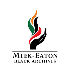 "Meek-Eaton Black Archives logo of a black hand holding flames"