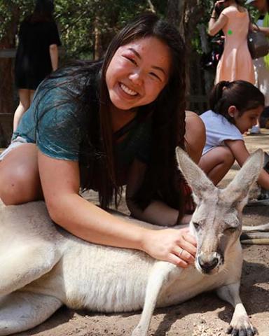 Mary Green with kangaroo