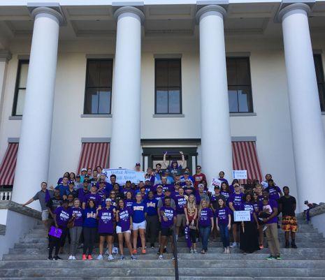 Marcher on the Florida Capitol steps.