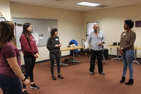 David Engel (right) leading the Laughter Therapy workshop.