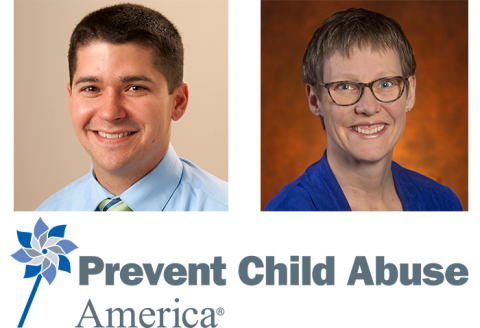 Bart Klika, Lisa Schelbe and Prevent Child Abuse America logo