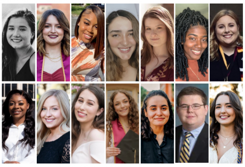 Top row photos left to right: Mallory Adams, Margarita Amado-Blanco, Breanna Brooks, Sophia Bukowick, Jamie Butler, Tamara Francis, Lauren Henderson; Bottom row left to right: Wayn'Nyria Johnson, Jamie Kershaw, Karma Kovacs, Carli Lucius, Brianna Paulin, Brandon Rowland, Melissa Tillery