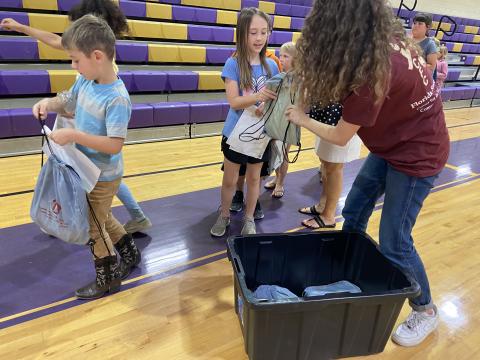 Children at Altha Public School getting their go-bags