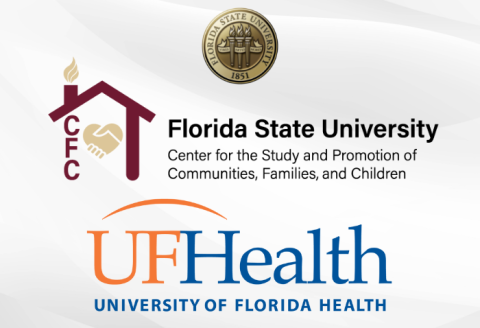 "FSU Seal with the logo for the Center for the Study and Promotion of Communities, Families and Children along with the logo for UF Health "