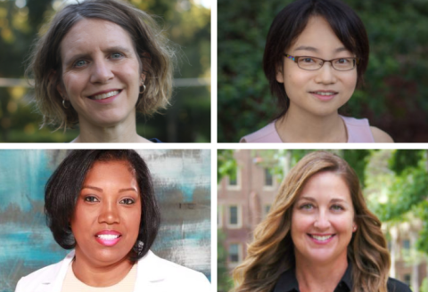 Photo collage of FSU faculty Melissa Radey, Qiong (Joanna) Wu, Lenore McWey and Eugenia