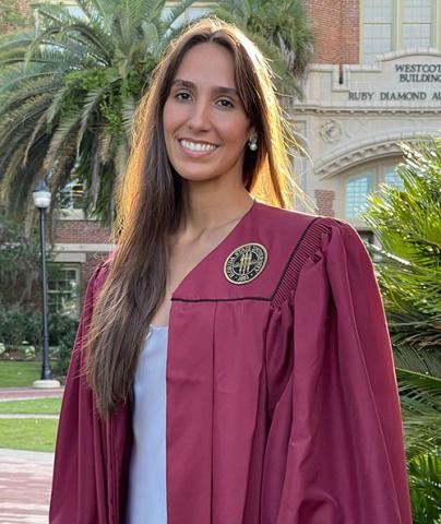 Felicitas Brugo Onetti in Florida State University graduation regalia