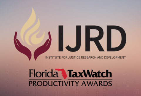 Institute for Justice Research Logo with a picture of hands holding a flame and the Florida Tax Watch logo