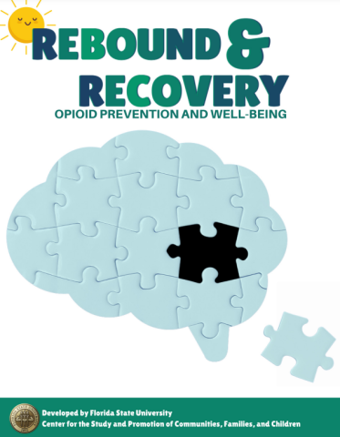 Certification graphic for Rebound and Recovery Opioid Prevention and Well-Being certification with a picture of brain made out of puzzle pieces with a puzzle piece to the side.