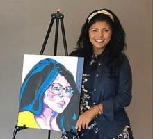 Juanita Martinez and her portrait by Iliana Van Pelt