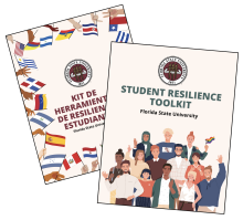 Graphic of the Cover of the new Florida State University Student Resilience Toolkit in English and Spanish