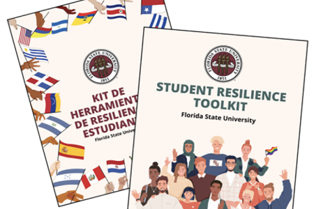 A picture of the cover of the new FSU Student Resilience Toolkit in English and Spanish.