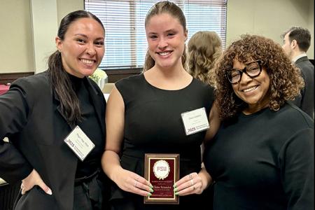 Megan Vogt, Claire Sciandra and Carol Edwards at 2025 Humanitarian of the Year Ceremony
