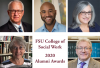 FSU College of Social Work 2020 Alumni Awards including photos of Richard King, Justin McClain, Diana DiNitto, Mary Freeman, Robert Kevin Grigsby