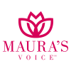 Maura's Voice logo with a graphic image of a pink flower